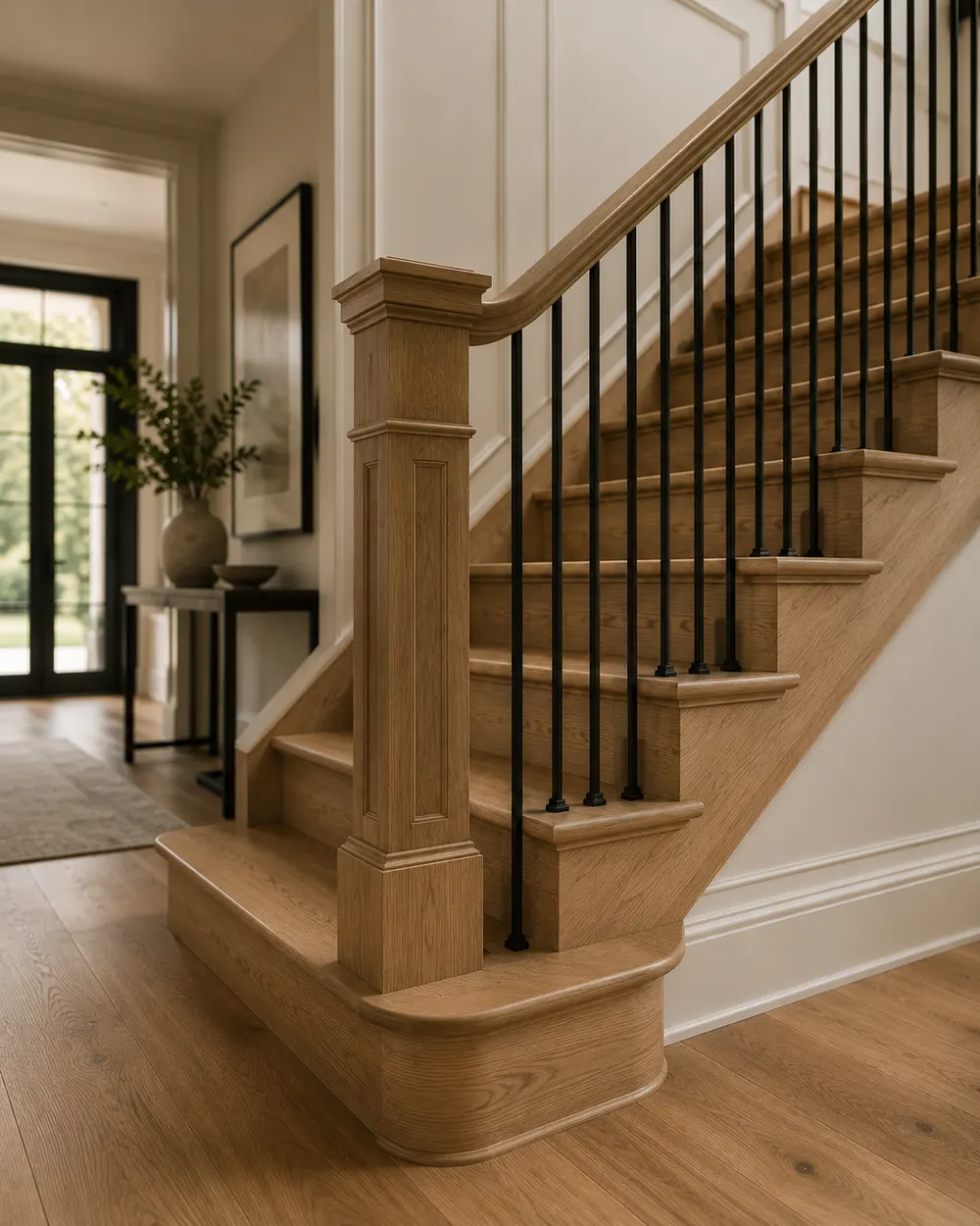 Custom hardwood staircase detail