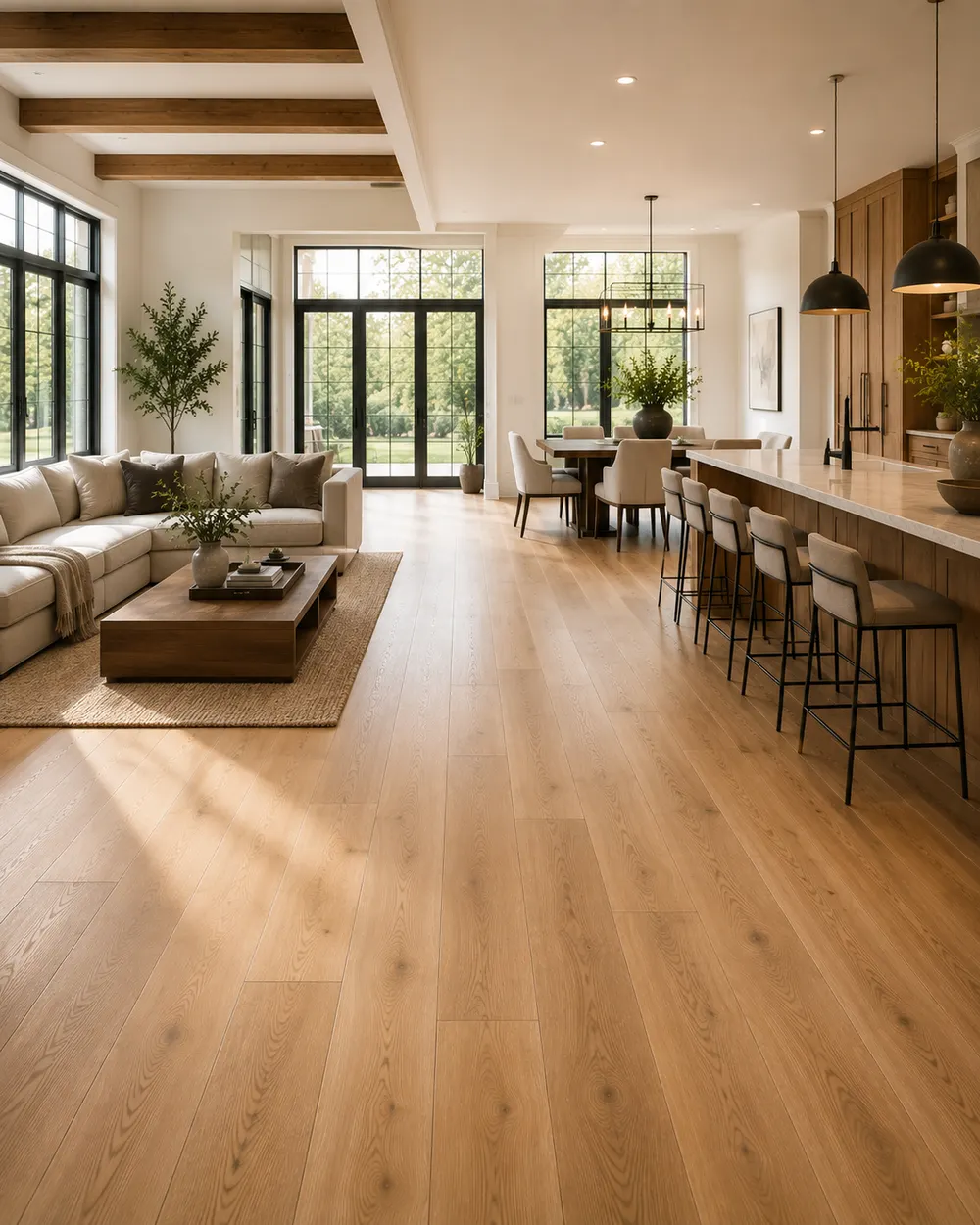 Open floor plan with natural light over hardwood flooring
